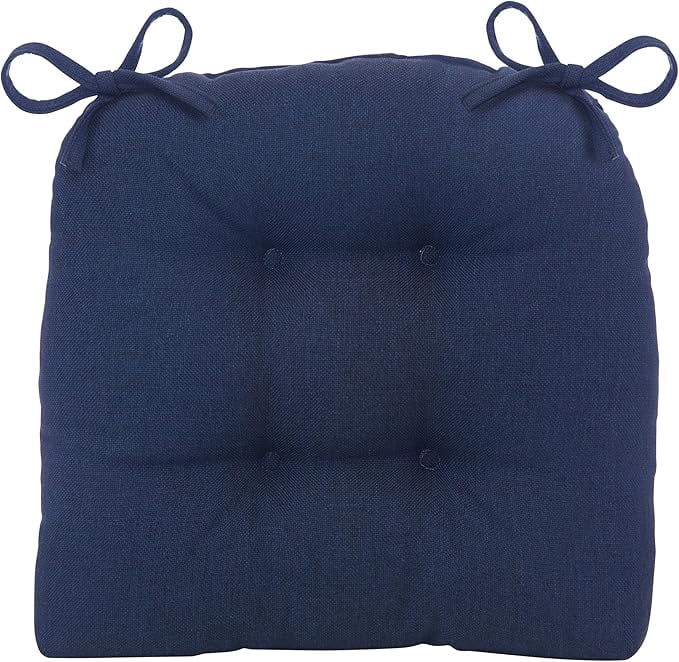 Klear Vu Outdoor 19 x 18 Chair Cushions for Patio Furniture, U-Shaped Seat Pads with Ties, Premium Woven Fabric, Water-Repellent, Chemical-Free, Indigo, 2 Count