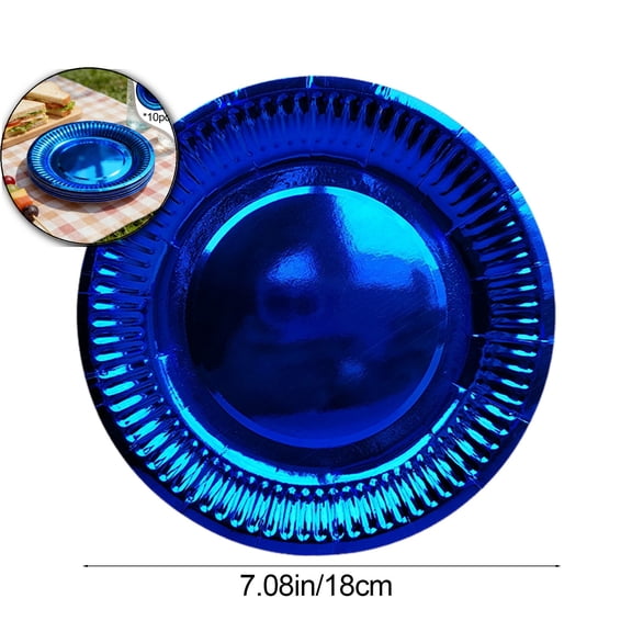 10 Pcs Paper Plates, Disposable Metallic Birthday Plates Party Supplies Decorations for Wedding Anniversary Birthday Bridal Shower Party