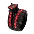 thumbnail image 2 of Matching Rings Couple Ring Black Gold Plated Princess cut 1CT Red CZ Women Wedding Ring Sets, 2 of 7