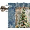 thumbnail image 5 of Christmas Blue Kitchen Curtains and Valances Set, Rod Pocket Curtains Tier Farmhouse Window Curtains 36 Inch Length, Green Pine Tree Winter Snowflake Ball 3 Piece Kitchen Curtains Set, 5 of 6