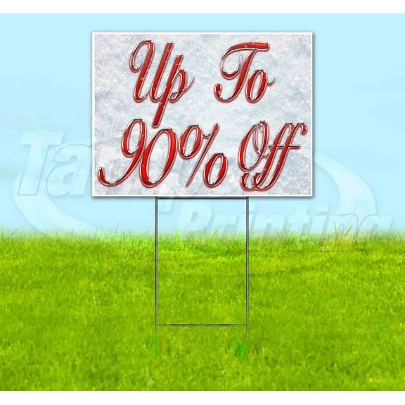 Up To 90% Off Red & Chrome (18" x 24") Yard Sign, Includes Metal Step Stake