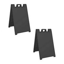 Plasticade Signicade Portable Folding Plastic A Frame Store Sign Stand, Black (2 Pack)