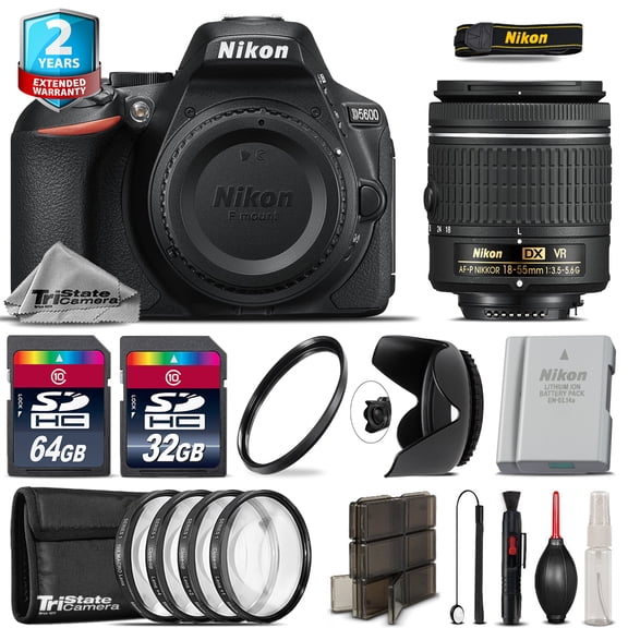 Nikon D5600 DSLR   AF-P 18-55mm VR Lens   4PC Macro Kit   Extra Battery - 96GB (International Version)