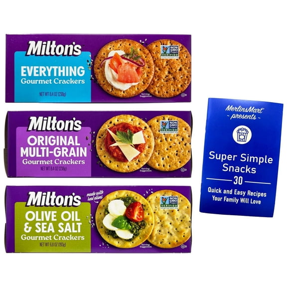 Gourmet Crackers - 3 flavors - 1 each: Everything, Olive Oil & Sea Salt, Multi-Grain - Milton's  | MerlinsMart Zine