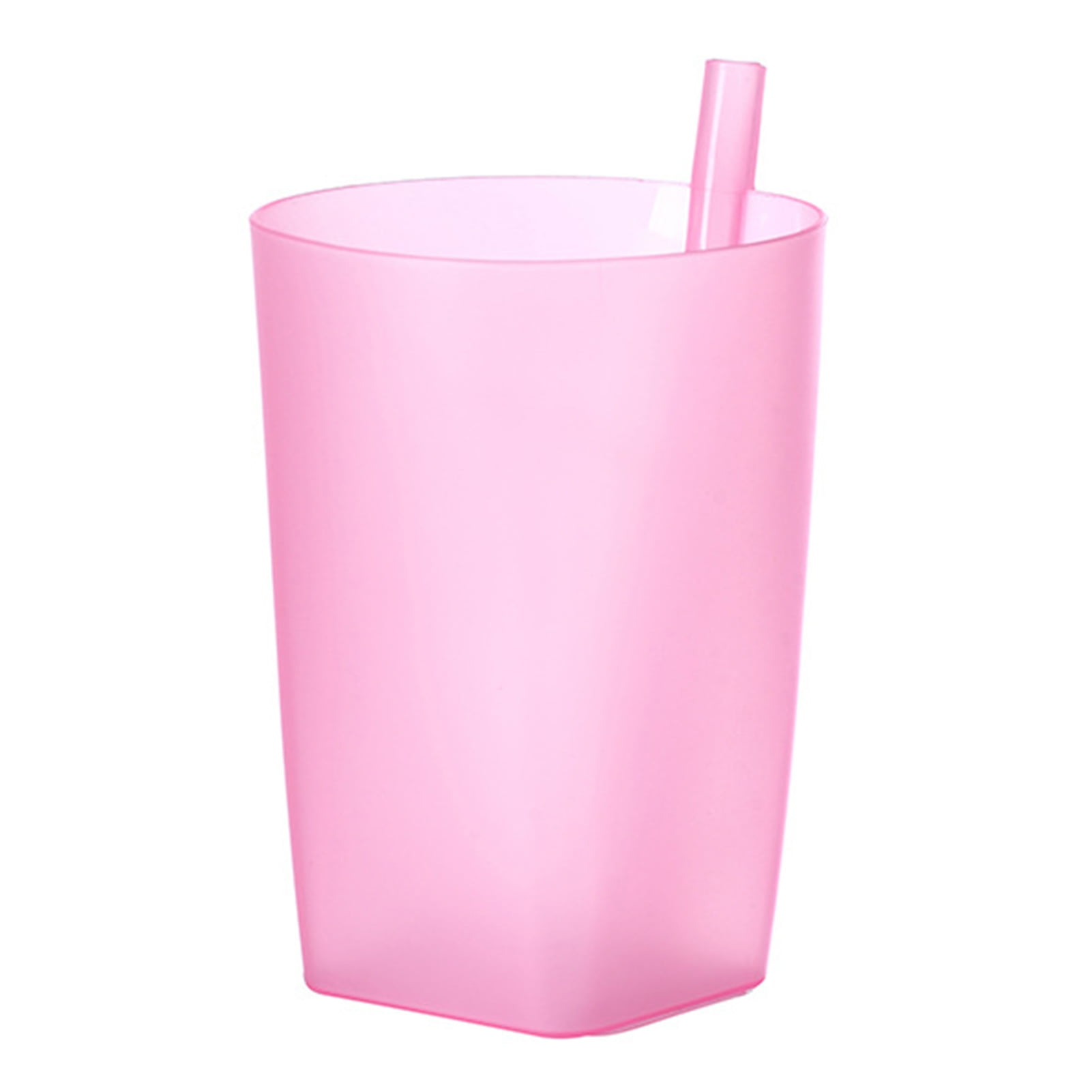 Youngever 7 Sets 11OZ Plastic Kids Cups with Lids and Straws - Pink