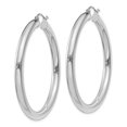 thumbnail image 2 of Auriga 14k White Gold 4mm Tube Hoop Earrings for Women(L-45mm, W-4mm), 2 of 5