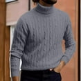 thumbnail image 5 of Rloper-Lop Mens Cable Knit Sweaters Casual Soft Pullover Sweaters Turtleneck Slim Fit Tops Long Sleeve Winter Thermal Jumper Shirts Dark Gray M, 5 of 5