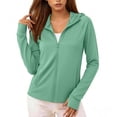 thumbnail image 2 of Oksale Womens Lightweight Jackets Sun Protection Cropped Shirts with Thumb Hole Athletic Sports Workout Zip Up Hooded Jacket with Pockets Green S, 2 of 6