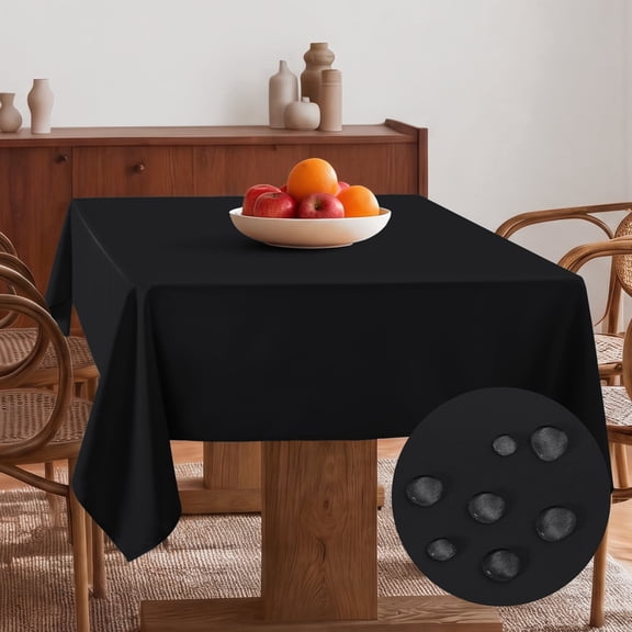 Hiasan Black Rectangle Tablecloth - 54 x 80 Inch - Waterproof & Wrinkle Resistant Washable Fabric Table Cloth for Dining, Outdoor use