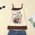 thumbnail image 2 of DHFJKG Summer T Shirts For Women Short Sleeve Fashion Asymmetrical 2 In 1 Top Casual Graphic Tee Cute Y2K Vintage Clothing Stylish Tops, 2 of 7