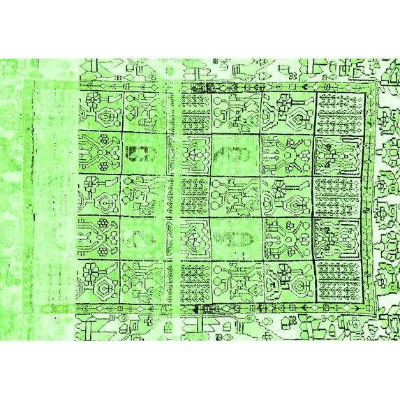 Ahgly Company Indoor Rectangle Abstract Green Modern Area Rugs, 3' x 5'