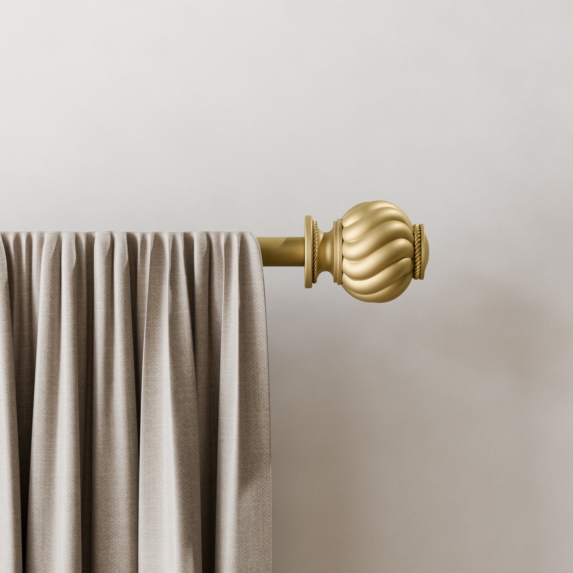 (2 pack) Mainstays 3/4" Gold Knob Adjustable Single Curtain Rod Set, 30"-84"