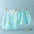 thumbnail image 2 of YHAJDS Kid Boy Girl 2 Piece Sleepwear Set Cartoon Print Cotton Sleeveless Top Shorts Home Set, 2 of 8