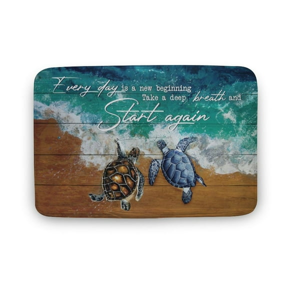 Everyday Is A New Beginning Take A Deep Breath Smile And Start Again Doormat, Beach Turtles Doormat, Gift Doormat, Welcome Mat; Home Doormat,Indoor Doormat,Front Back Door Mat 16x24 inches