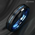 thumbnail image 6 of Tungsten Rings for Men Wedding Bands for Him 6mm Blue Line Black Brushed, 6 of 6