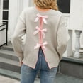 thumbnail image 5 of Duoif Women's Sweaters Women's Backless Knit Sweater with Bow Tie - Daily Pullover Fall Sweaters for Women Grey L, 5 of 9