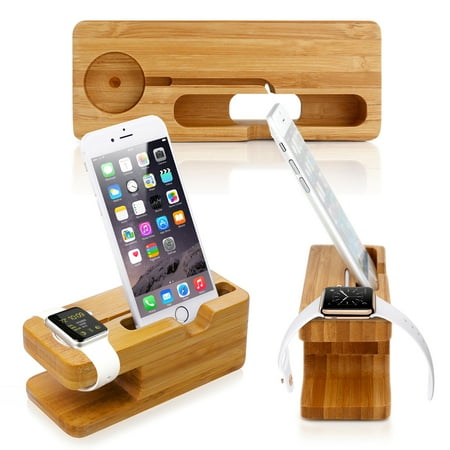 Bamboo Charging Dock Station Charger Holder Stand For Apple Watch iWatch iPhone