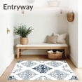 thumbnail image 3 of ODIKA 3'x5' Machine Washable Non-Slip Area Rug, Farmhouse Damask Scroll Machine with Timeless Design High Traffic Rug, Blue, 552301, 3 of 7