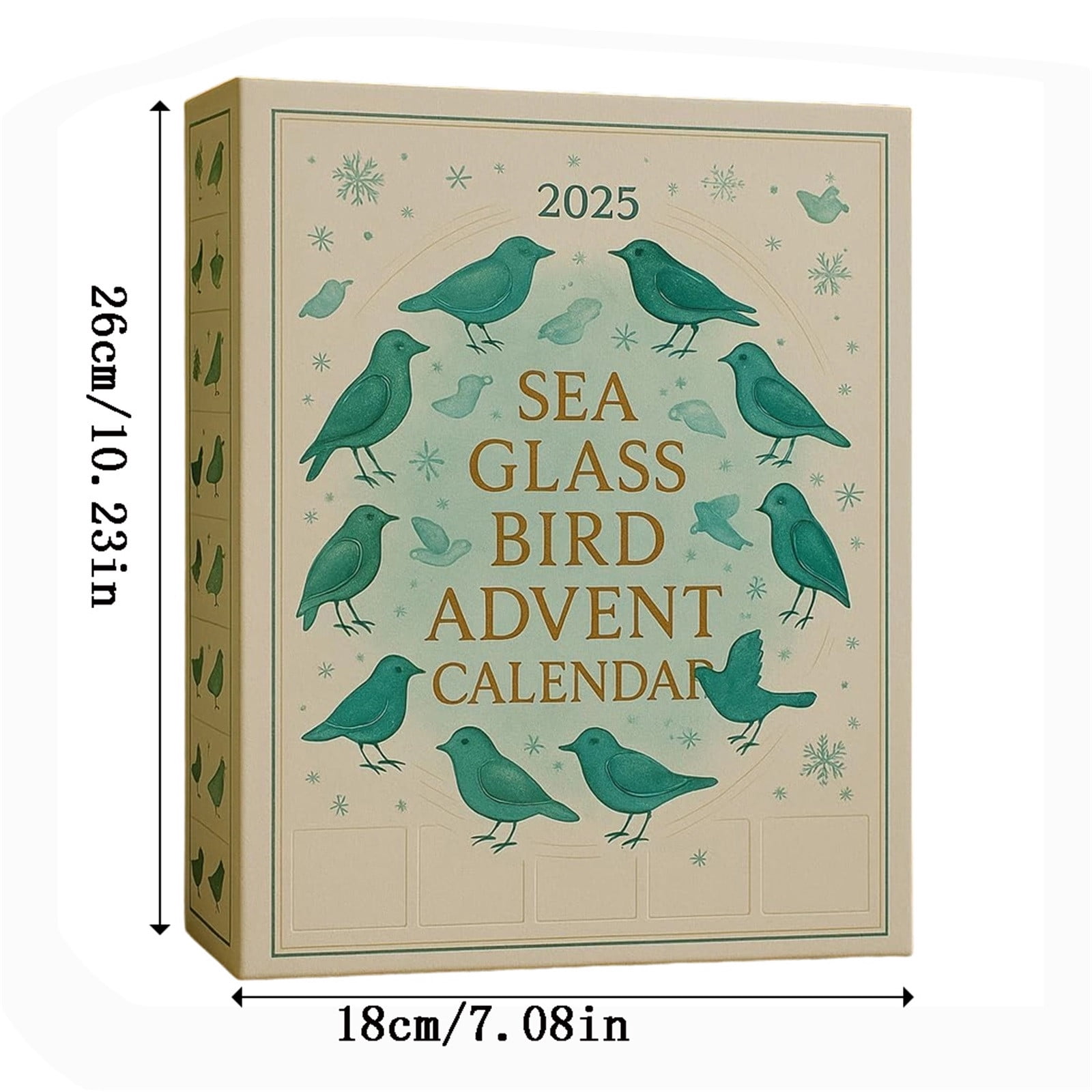 TanSiDing 3pcs Sea Glass Advent Calendar 2025 - 24 Days Holiday Ornament Countdown with Natural Sea Glass, Bird-Themed Christmas Decor for Festive Home Decorations