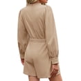 thumbnail image 3 of Long Lantern Sleeve Tie Front Women Casual Jumpsuit Shorts One Piece Romper, 3 of 6