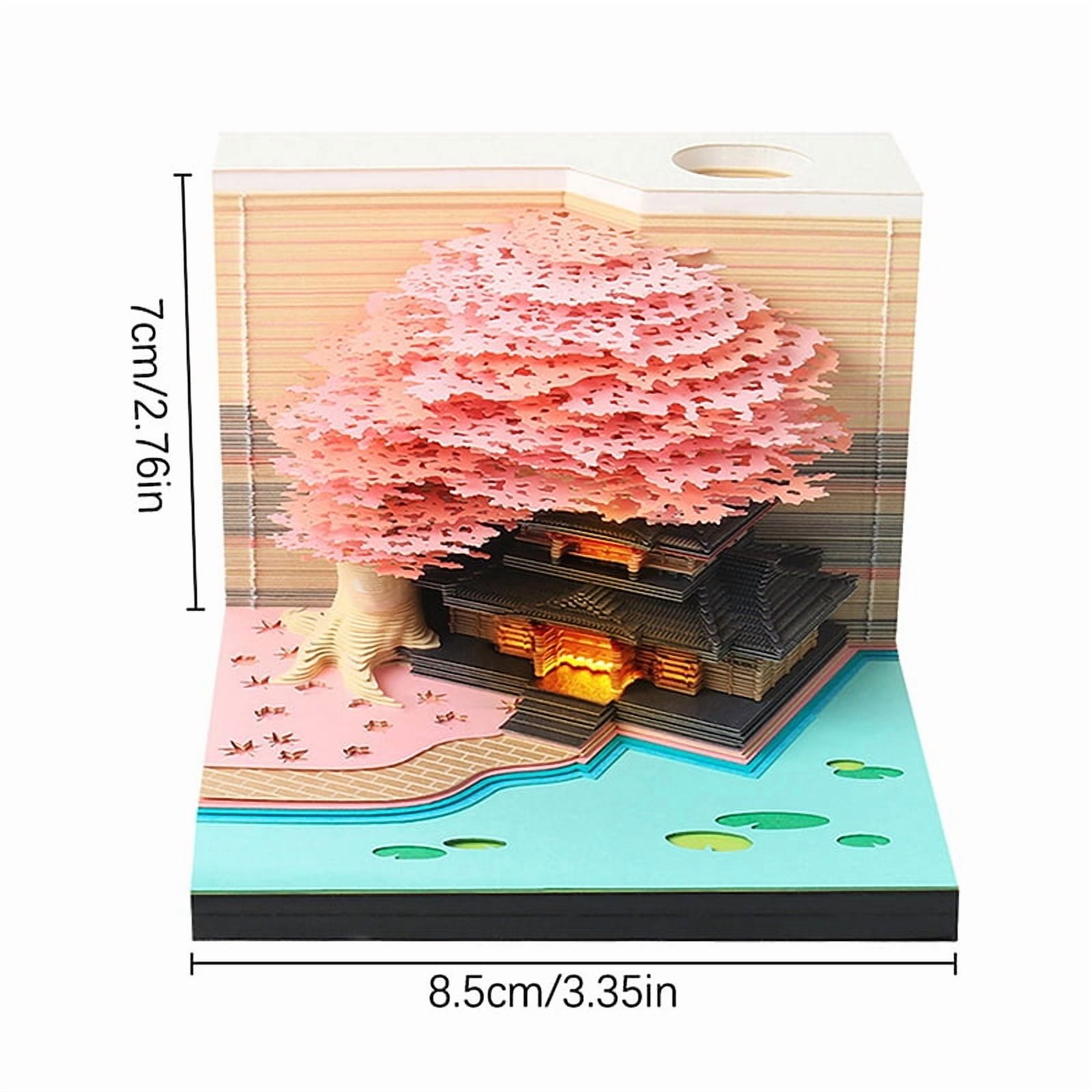 Time Piece Calendar 2026 Desk Calendar With LED Light 3D Tear-away Calendar Paper Carving Art Pad Notepad Gift Christmas