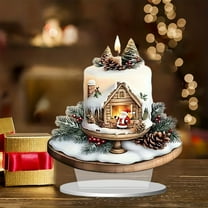 PRETXORVE Christmas Scene Crystal Ball Decoration Desktop Decoration 2D Acrylic Suitable for Christmas Decorations