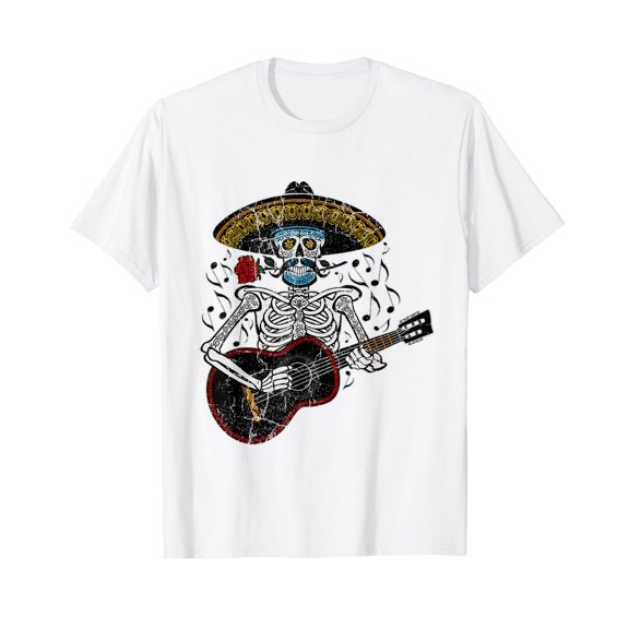 Mariachi Skeleton Playing Guitar Day of the Dead Vintage Men T-Shirt Vintage Men T-Shirt