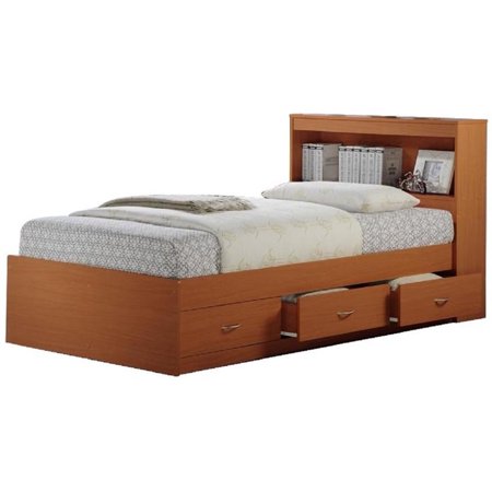 Hodedah Twin Size Captain Bed With 3 Drawers And Headboard In