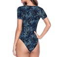 thumbnail image 4 of Fotbe Hawaiian Style Women's Crew Neck Short Sleeves Bodysuit Tops Round Neck Slim Sleeveless Soft Comfortable Basic-Large, 4 of 9