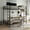 Black + Metal + Modern-2, variant on Ethan Full Over Twin Bunk Bed with Desk and Charging Station and Storage Shelves and Metal Wire Mesh Panel with Hooks, Safety Guard & Stairs,No Box Spring Needed, Black & Nature Oak