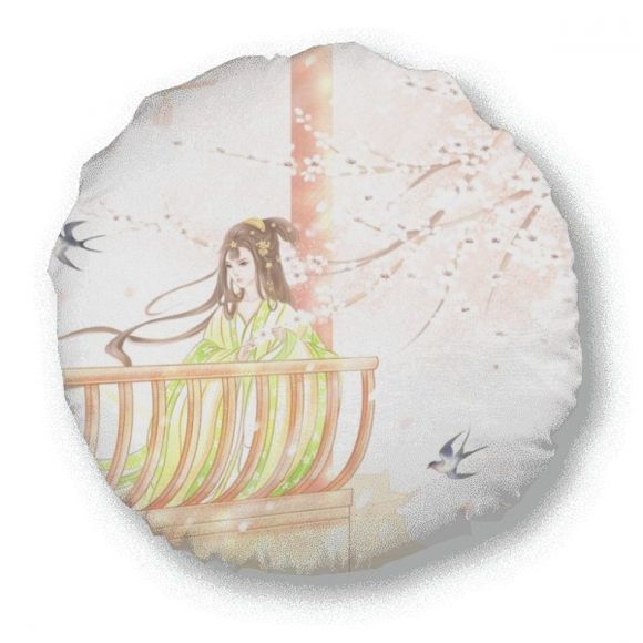 Xinghua Hirondelle Style Chinois Aquarelle Ronde Jeter Oreiller Décoration Coussin