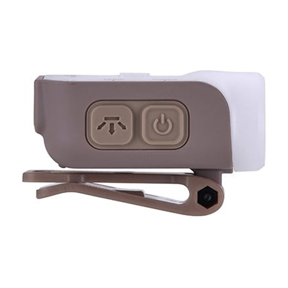 Claymore Capon 80C (Tan) - LED Rechargeable Clip-On Cap Headlamp, Lightweight Hat Light for Camping, Running, Emergency & Industrial Use, Waterproof, Hands-Free Sensor, 45 Hours Battery Life.