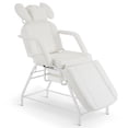 thumbnail image 4 of BarberPub Adjustable Esthetician Facial Bed Tattoo Chair with Removable Headrest, 2 Trays, Leather 300 lbs capacity 2110(White), 4 of 11