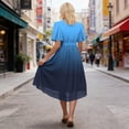 thumbnail image 4 of LIaqionyy Dresses for Women Summer Fashion Casual Short Sleeve V Neck Flowy Elegant Dress Vacation Sundress, 4 of 7