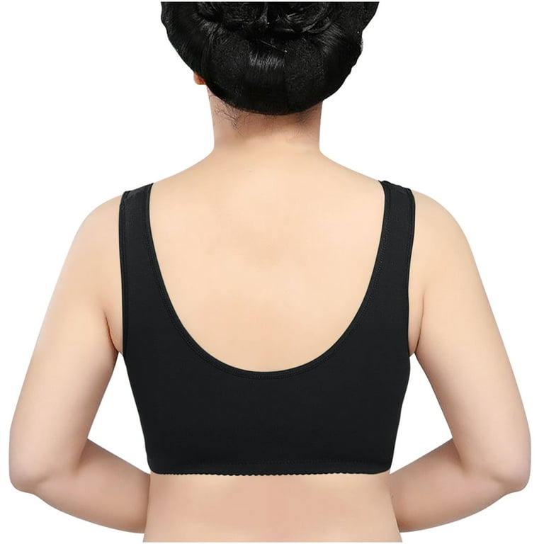 Samickarr Plus Size Compression Bras For Women Post Surgery Front Closure  Women Solid Sleeveless Plus Size Lingerie Front Four Button Wide Strap Tank  Bra 