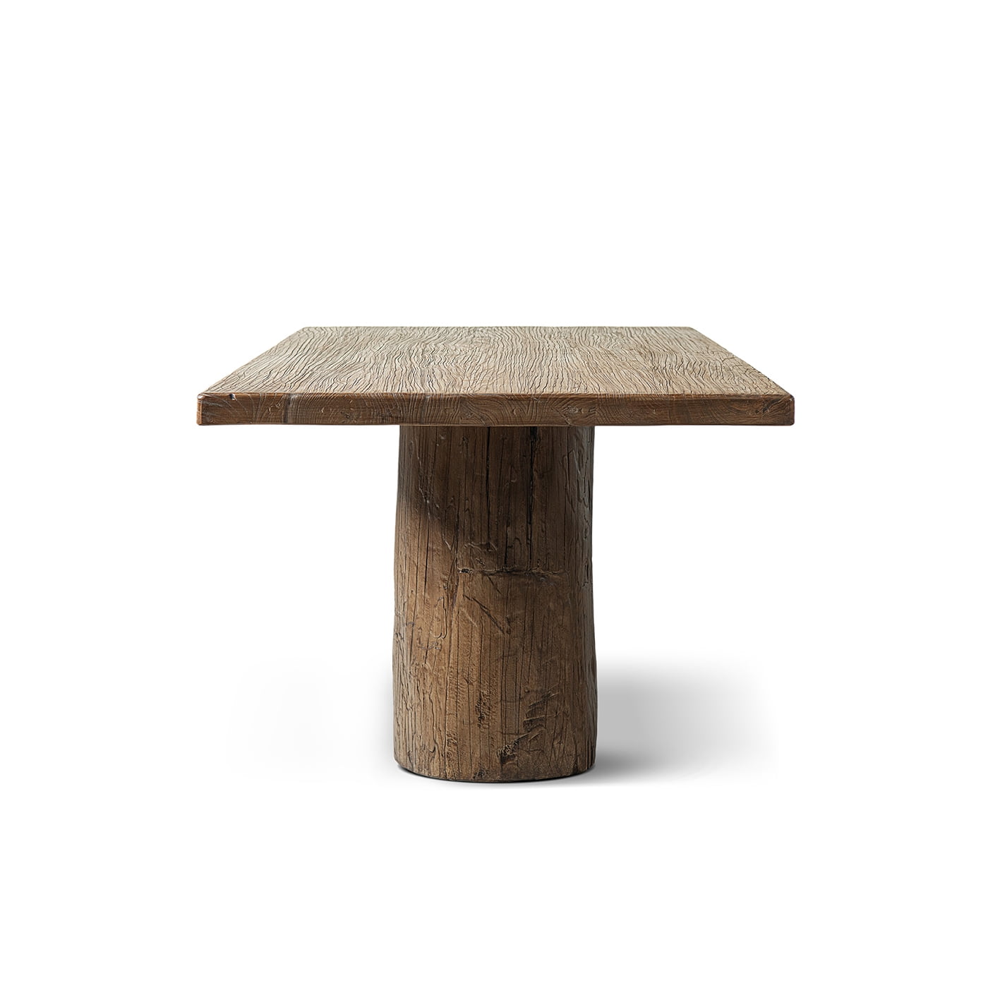 Arbor 84" Solid Reclaimed Elm Double Pedestal 8-Person Dining Table Heritage Medium-Dark Brown