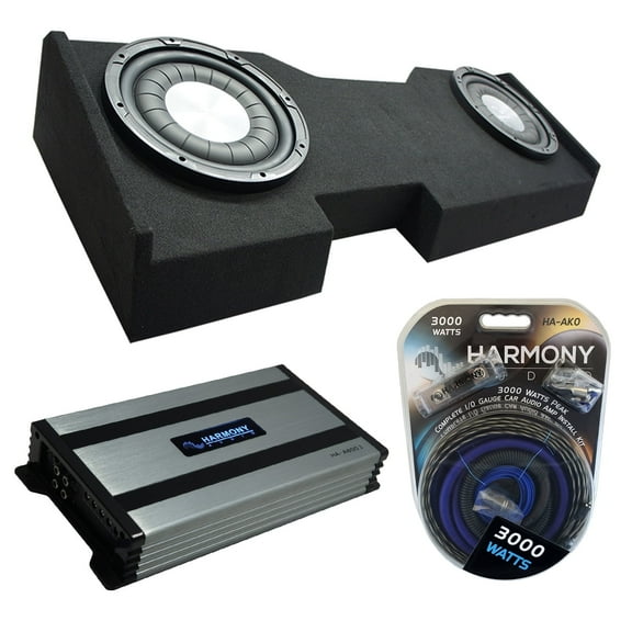 14-18 Chevy Silverado Crew Cab Harmony HA-F104 Dual 10" Sub Box HA-A800.1 Amp
