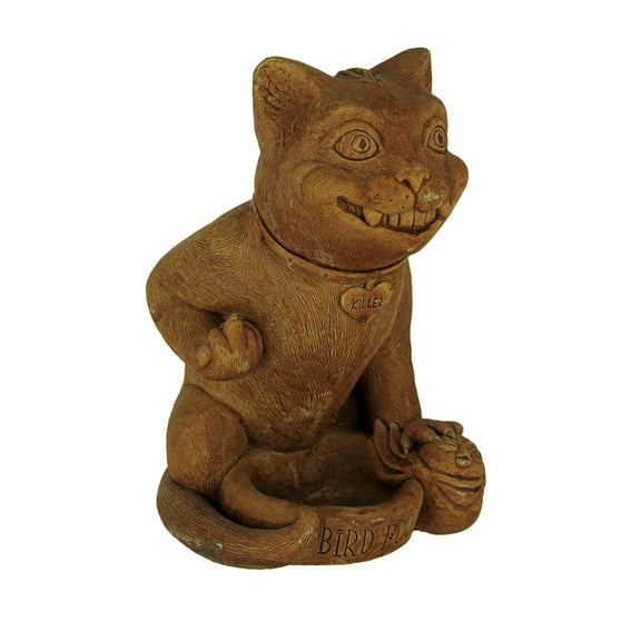 Designer Stone Rude Killer Kitten Rustic Brown Concrete Bird Feeder