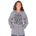 thumbnail image 4 of Funny Thou Shall Not Try Me Joke Unisex Fleece Graphic Zip Up Hoodie Brisco Brands 3X, 4 of 6