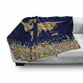 thumbnail image 2 of Wanderlust Soft Flannel Fleece Throw Blanket, World Map Organized by Mosaics Print Global Vibrant Colors, Cozy Plush for Indoor and Outdoor Use, 60" x 80", Dark Blue Yellow Blue, by Ambesonne, 2 of 5