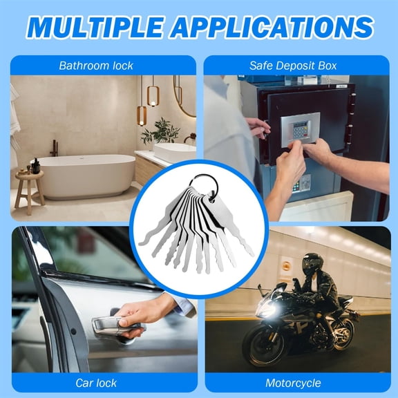 10PCS Stainless Steel Key Blanks Set, Skeleton Key Blanks for Key Making, Multiple Shapes Key Blanks for Key Duplication, Professional Key Blanks for Locksmithing