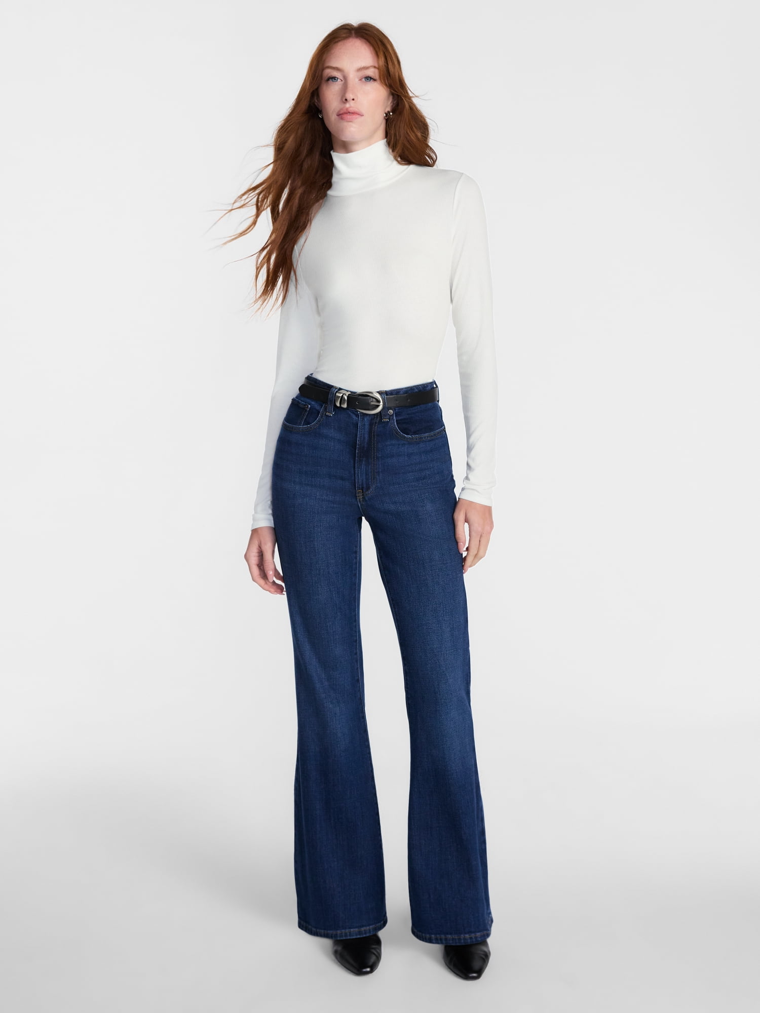 Scenario Women's Turtleneck Top with Long Sleeves, Sizes XS-XXXL