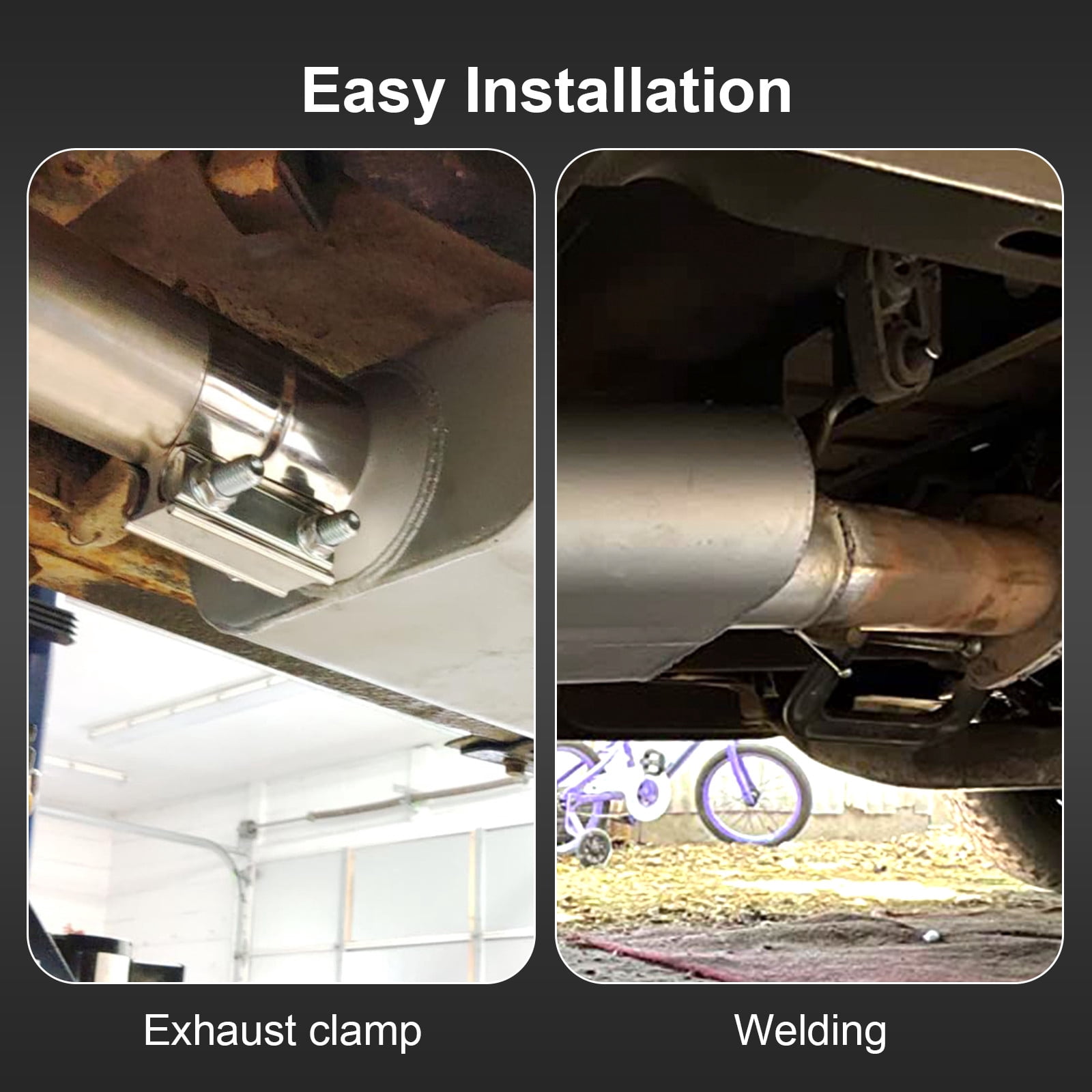 3" Inlet/Outlet Universal Exhaust Muffler, Stainless Steel Performance Muffler, 17" Overall Length Center-Center, Deep Aggressive Tone for Trucks, SUV, Muscle Cars