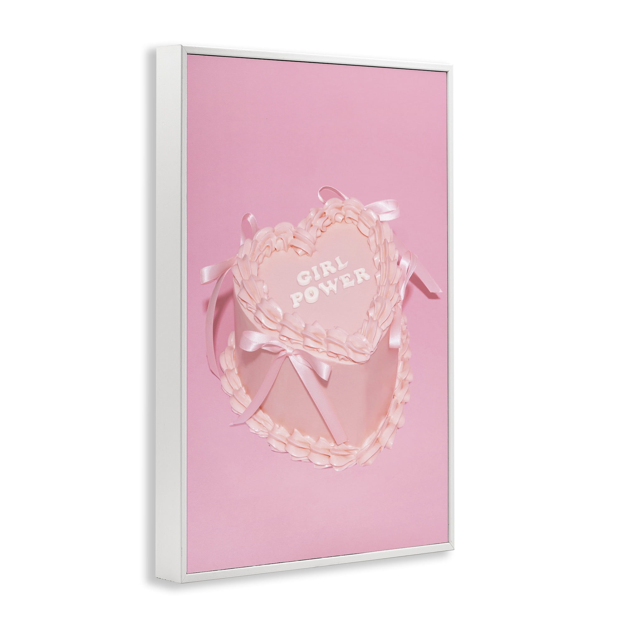 Stupell Industries Pink Girl Power Cake Food & Beverage Painting White Framed Art Print Wall Art, 12 x 18