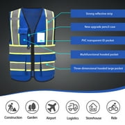 AYKRM Blue High Vis Reflective Safety Vest for Women Men Security Pocket Zipper