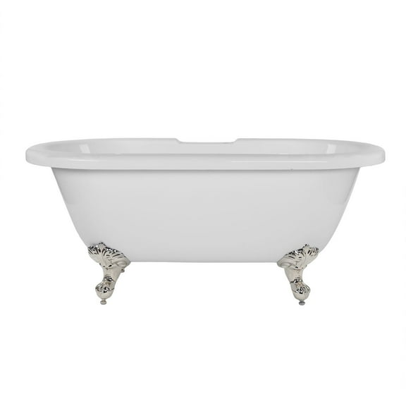 Windsor 66 Inch Acrylic Double Ended Clawfoot Tub - Rim Faucet Drillings - Ball & Claw Feet