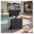 thumbnail image 7 of SONGMY 42 Gallon Deck Box Waterproof, Resin Outdoor Storage Box with Side Handles, Outdoor Storage Benches Lockable for Patio Cushions and Garden Tools (Black), 7 of 7