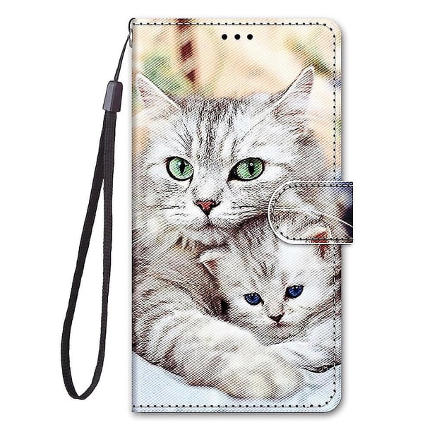 Funda Para Xiaomi Poco M5 4g Patrón Pintado Funda De Cuero Cierre Magnético - Dos Gatos Blancos