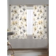 thumbnail image 4 of Gray Beige Floral Semi Sheer Window Curtains 63 Inches Long, Spring Modern Botanical Flowers Blossom Rod Pocket Voile Silky Chiffon Curtain Treatment Drapes for Living Room, 52"x63", 2 Panels, 4 of 9