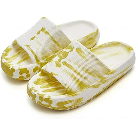 

Men s and Women s Slippers Summer Novelty Open Toe Slide Sandals Anti-Slip Beach Pool Shower Shoes with Cushioned Thick Sole Yellow-6-7
